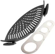 🍝 ddyy silicone pot strainer: clip-on pasta pot strainer and spaghetti measurer (black) - easy straining, dishwasher safe+ logo