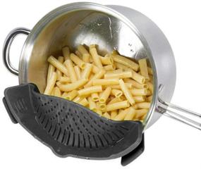 img 1 attached to 🍝 DDYY Silicone Pot Strainer: Clip-on Pasta Pot Strainer and Spaghetti Measurer (Black) - Easy Straining, Dishwasher Safe+