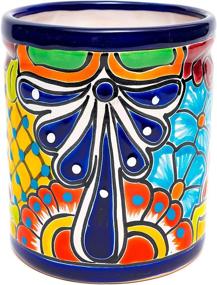 img 2 attached to 🍳 Enchanted Talavera: Hand Painted Ceramic Utensil Holder Canister Crock for Cooking Spoons - Organize Your Kitchen in Style (Cobalt XL 7.5"H x 6.5"W)