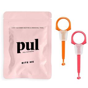 img 4 attached to 🍊 PUL 2 in 1 Clear Aligner Chewies and Removal Tool Combo: Orange + Pink for Invisalign Removable Braces and Trays