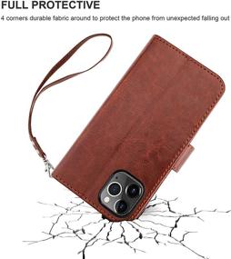 img 1 attached to 📱 Bocasal iPhone 11 Pro Wallet Case - Card Holder & Kickstand - Shockproof PU Leather Protective Cover with Wrist Strap - Flip Design - for 5.8 inch iPhone 11 Pro (Brown)