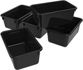 img 4 attached to Pack of 5 Storex Small Cubby Bins, 7.8 x 12.2 x 5.1 Inches, Black (62466E05C) - Enhance Organization & Storage Efficiency