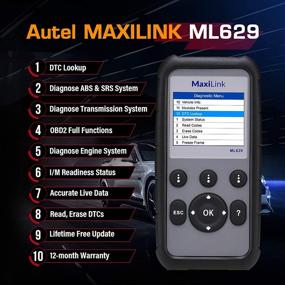 img 3 attached to 🔧 Autel ML629: Upgraded OBD2 Scanner with Full Functions - ABS, SRS, Engine, Transmission Diagnoses - Ideal for DIYers and Professionals