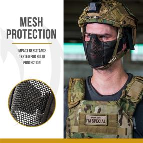 img 1 attached to 🎭 OneTigris 6" Foldable Half Face Mesh Mask: Military Style Comfort & Adjustable Tactical Protection