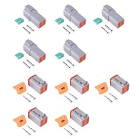 img 4 attached to 🔌 5 набор разъемов розетки серии MUYI DT, 6 контактов, серого цвета - водонепроницаемые по стандарту IP67, прочные, сечение провода 14-22 AWG, непрерывный ток 13 Ампер, модели DT04-6P DT06-6S с разъемами-защелками W6P W6S.