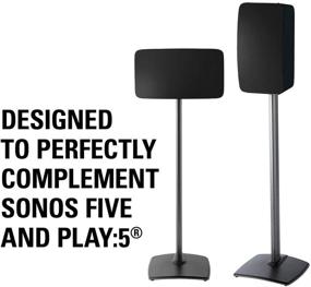 img 3 attached to 🔊 Sanus WSS51-B1 Wireless Speaker Stand for Sonos Five & Play:5 – Premium Aluminum Design for Vertical & Horizontal Orientations with Cable Management (Black)