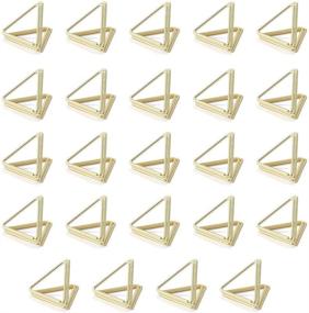 img 4 attached to AIEVE Place Card Holders: 24 Pack Triangle Shape Table Card Holders for Weddings, Parties, and Office Use - Gold