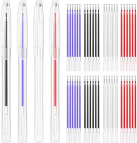 img 4 attached to 🖍️ 8-Pack of Heat Erasable Fabric Marking Pens with 56 Refills in a Clear Pen Case - Ideal for Quilting, Sewing, and Dressmaking