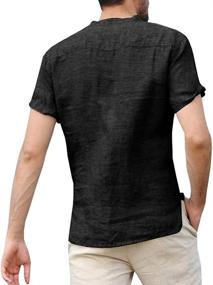 img 2 attached to Casual Henley Shirts Cotton Sleeve Men's Clothing in Shirts