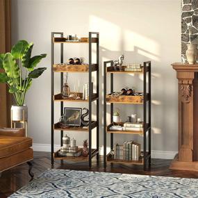 img 1 attached to 🏠 Rustic 4-Tier Storage Rack: Rolanstar Free-Standing Shelf Units with Metal Frame - Ideal for Living Room, Bathroom, Balcony & Kitchen!