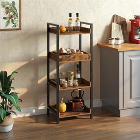 img 3 attached to 🏠 Rustic 4-Tier Storage Rack: Rolanstar Free-Standing Shelf Units with Metal Frame - Ideal for Living Room, Bathroom, Balcony & Kitchen!