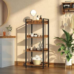 img 2 attached to 🏠 Rustic 4-Tier Storage Rack: Rolanstar Free-Standing Shelf Units with Metal Frame - Ideal for Living Room, Bathroom, Balcony & Kitchen!