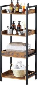 img 4 attached to 🏠 Rustic 4-Tier Storage Rack: Rolanstar Free-Standing Shelf Units with Metal Frame - Ideal for Living Room, Bathroom, Balcony & Kitchen!