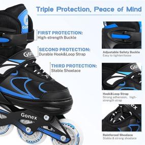 img 1 attached to Gonex Adjustable Inline Skates with Light Up Wheels - Fun Illuminating Roller Blades for Kids and Adults