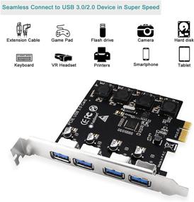 img 1 attached to 💻 FebSmart FS-U4-Pro: 4 Ports USB 3.0 PCIe Expansion Card - Super Fast 5Gbps, Self-Powered Technology - Windows Server, XP, 7, Vista, 8, 8.1, 10 Compatible