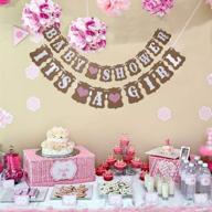 vintage rustic 2 in 1 pink baby shower garland banner - it's a girl heart bunting. party favorite and kraft paper photo props by premium disposables logo