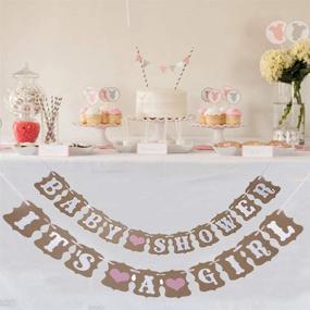 img 1 attached to Vintage Rustic 2 In 1 Pink Baby Shower Garland Banner - It's A Girl Heart Bunting. Party Favorite and Kraft Paper Photo Props by Premium Disposables