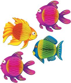 img 1 attached to Beistle Color-Brite Tropical Fish Set - 4 Pieces, 8"x 6