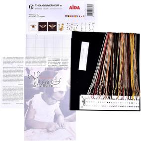 img 2 attached to 🐝 Thea Gouverneur Counted Cross Stitch Kit 3017.05 Honey Bee Embroidery DIY Pre-Sorted DMC Threads Aida Black 6.7x7.1inch