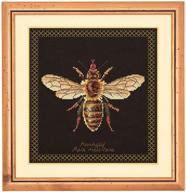 🐝 thea gouverneur counted cross stitch kit 3017.05 honey bee embroidery diy pre-sorted dmc threads aida black 6.7x7.1inch logo