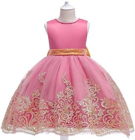 img 3 attached to 👗 Embroidered Beaded V Neck Birthday Party Pageant Flower Girl Dress for Girls Aged 4-10 Years