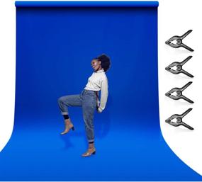 img 4 attached to LimoStudio 6x9 Ft Blue Muslin Collapsible Backdrop with 📸 Spring Clamps for Photography, Video, and Television - Pure Muslin Background