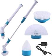 🧼 360 cordless electric spin scrubber: efficient power surface cleaner with 3 replaceable brush heads, extension arm, and adapter logo