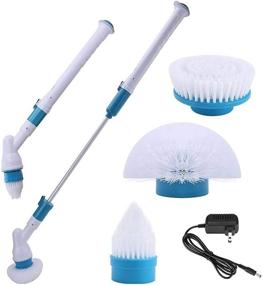 img 4 attached to 🧼 360 Cordless Electric Spin Scrubber: Efficient Power Surface Cleaner with 3 Replaceable Brush Heads, Extension Arm, and Adapter