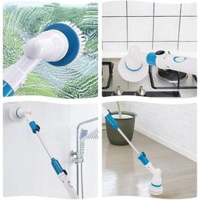 img 2 attached to 🧼 360 Cordless Electric Spin Scrubber: Efficient Power Surface Cleaner with 3 Replaceable Brush Heads, Extension Arm, and Adapter