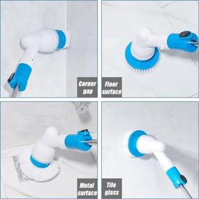 img 1 attached to 🧼 360 Cordless Electric Spin Scrubber: Efficient Power Surface Cleaner with 3 Replaceable Brush Heads, Extension Arm, and Adapter