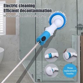 img 3 attached to 🧼 360 Cordless Electric Spin Scrubber: Efficient Power Surface Cleaner with 3 Replaceable Brush Heads, Extension Arm, and Adapter