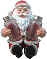 🎅 dwk santa claus spice holder figurine with refillable salt and pepper shakers - christmas salt and pepper shakers set, 3 piece christmas kitchen set (6") logo