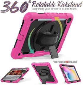 img 3 attached to 📱 2020 Samsung Galaxy Tab S6 Lite Case - Heavy Duty Durable, 360° Rotating Hand Strap/Stand, Shoulder Strap, Pink - HXCASEAC