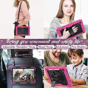 img 1 attached to 📱 2020 Samsung Galaxy Tab S6 Lite Case - Heavy Duty Durable, 360° Rotating Hand Strap/Stand, Shoulder Strap, Pink - HXCASEAC