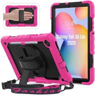 📱 2020 samsung galaxy tab s6 lite case - heavy duty durable, 360° rotating hand strap/stand, shoulder strap, pink - hxcaseac logo