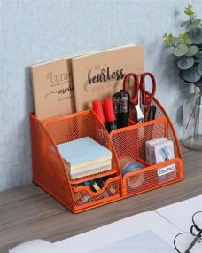 img 2 attached to 🗄️ Efficient Desk Organization Made Easy: EasyPAG Mesh Desktop Organizer with 6 Compartments, Drawer, and Vibrant Orange Design