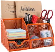 🗄️ efficient desk organization made easy: easypag mesh desktop organizer with 6 compartments, drawer, and vibrant orange design logo