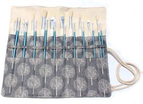 img 4 attached to 🖌️ BUSOHA Roll Up Paint Brush Holder Artist Canvas Roll Pouch Bag Makeup Brushes Case Organizer Rollup Protection (15 inch, Brushes Not Included)