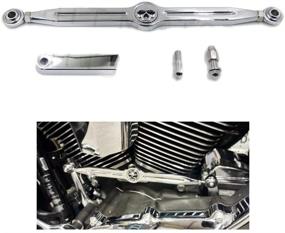 img 4 attached to Chrome Aluminum Skull Gear Shift Linkage for Harley CVO Electra Glide Fat Boy Heritage Softail - HTTMT MT288-014, Adjustable Range 300mm to 330mm