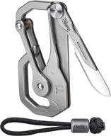 🔑 keyunity ku00 titanium quickdraw carabiner with folding knife - multifunctional keychain for home, office, and camping логотип