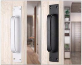 img 1 attached to 🚪 Liyafy Black 7.9" 200mm Sliding Barn Door Handle with Flush Pull Set for Kitchen, Bathroom, Closet, Furniture - 2 PCS: Enhanced Design and Durability