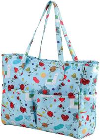 img 4 attached to 🧶 LOOEN Multifunctional Knitting Organizer: Efficient Yarn Tote Project Bags for Crochet Hooks, Knitting Needles, and Yarn Projects