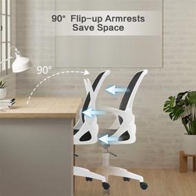 img 2 attached to 🪑 Ergonomic Mesh Office Chair, FelixKing - Adjustable Height, Swivel Computer Rolling Task Chair with Lumbar Support, Flip-up Arms - Conference Room White