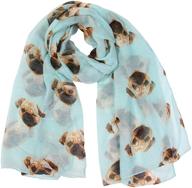 🐶 cute pug printed silk scarf for women - fashionable scarves wrap for girls logo