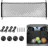 🔧 adjustable rear cargo net organizer - 43.3x19.7 inches, universal trunk net organizer for car, suv, and large size truck with stretchable storage net and hooks logo