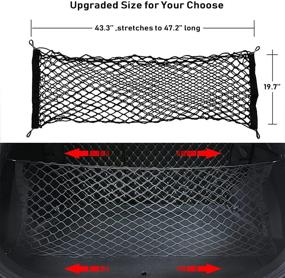 img 2 attached to 🔧 Adjustable Rear Cargo Net Organizer - 43.3x19.7 Inches, Universal Trunk Net Organizer for Car, SUV, and Large Size Truck with Stretchable Storage Net and Hooks