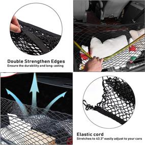 img 1 attached to 🔧 Adjustable Rear Cargo Net Organizer - 43.3x19.7 Inches, Universal Trunk Net Organizer for Car, SUV, and Large Size Truck with Stretchable Storage Net and Hooks