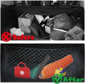 img 3 attached to 🔧 Adjustable Rear Cargo Net Organizer - 43.3x19.7 Inches, Universal Trunk Net Organizer for Car, SUV, and Large Size Truck with Stretchable Storage Net and Hooks