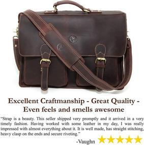 img 1 attached to 👜 Durable Messenger Bag Replacement Strap - Genuine Cowhide Leather, Adjustable Shoulder Strap for Messenger, Laptop, Camera, Travel Bags and More (Dark Brown)