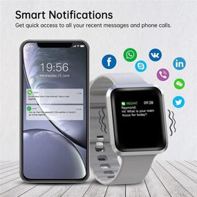 img 1 attached to IP67 Waterproof Smartwatch Fitness Tracker for Women - Gray: Blood Pressure, Heart Rate, Sleep Monitor, Step Counter, Activity Tracker - Compatible with iOS iPhone Android Phones